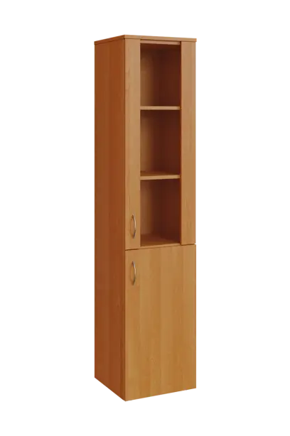 N 5 - 4DS kancelářská skříň, 1 dveře plné/1 dveře prosklené, 1800x400x400, pravá, olše jantar